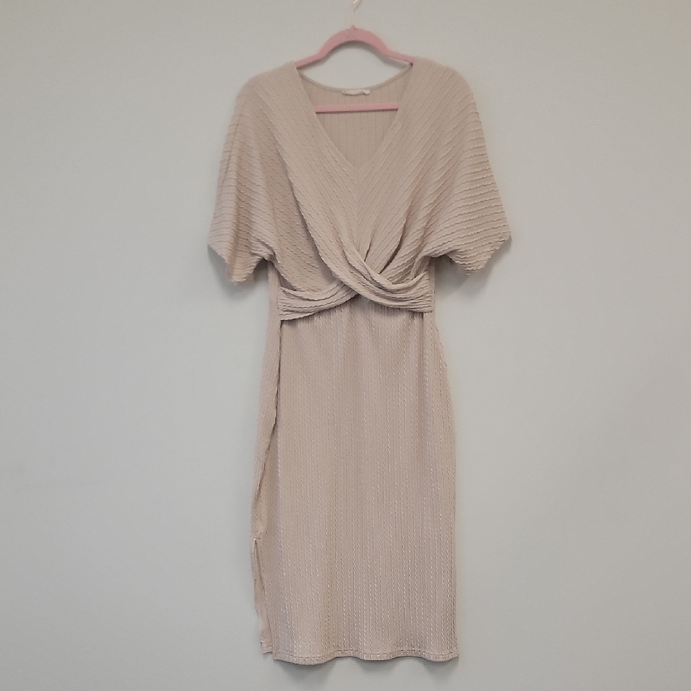 ILLA ILLA Textured Cream Midi Dress